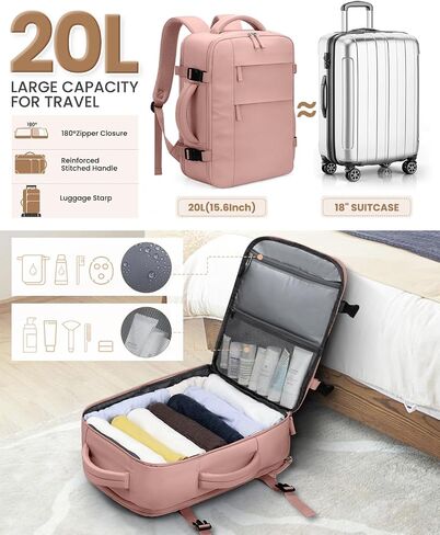 Travel Backpack for Women Man, Waterproof Personal Item Travel Bag Airline Approved Laptop Backpack Weekender bags Bookbag for Business,Travel, Work Fits 15.6 inch Laptop(Medium,Black) in Kuwait