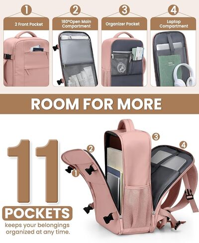 Travel Backpack for Women Man, Waterproof Personal Item Travel Bag Airline Approved Laptop Backpack Weekender bags Bookbag for Business,Travel, Work Fits 15.6 inch Laptop(Medium,Black) in Kuwait