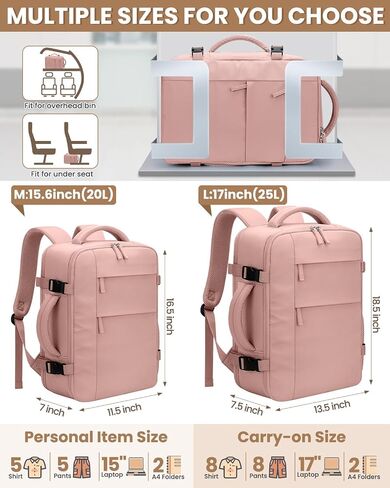Travel Backpack for Women Man, Waterproof Personal Item Travel Bag Airline Approved Laptop Backpack Weekender bags Bookbag for Business,Travel, Work Fits 15.6 inch Laptop(Medium,Black) in Kuwait
