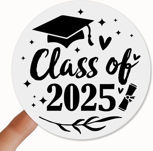 Class of 2025 Stickers, Graduation Sticker, Senior 2025 Stickers, Black and White Graduation Labels, High School 2025 Stickers, 1.6inch, Pack of 120 (Class of 2025) in Saudi Arabia