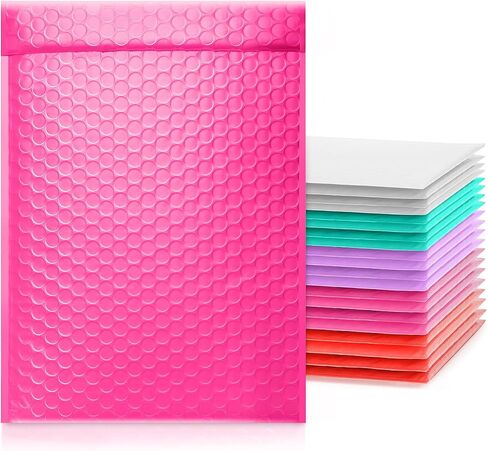 Pack of 50 ToneSpac Poly Bubble Mailers Padded Envelopes Shipping Bags with Waterproof and Self Seal Stripe (Hot Pink, #000, 4x8 inch) in Saudi Arabia