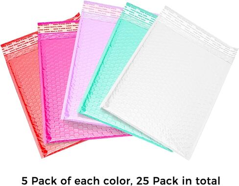 Pack of 50 ToneSpac Poly Bubble Mailers Padded Envelopes Shipping Bags with Waterproof and Self Seal Stripe (Hot Pink, #000, 4x8 inch) in Saudi Arabia