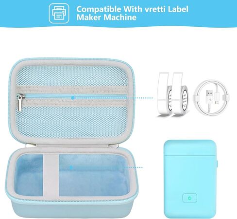حالة حمل صلبة لآلة صانع الملصقات VRETTI ، HP2 Portable Bluetooth Label Label Resorge Bage مع حقيبة سفر مع جيب الشبكة للأشرطة ، كابل الشحن ، الأرجواني in Saudi Arabia