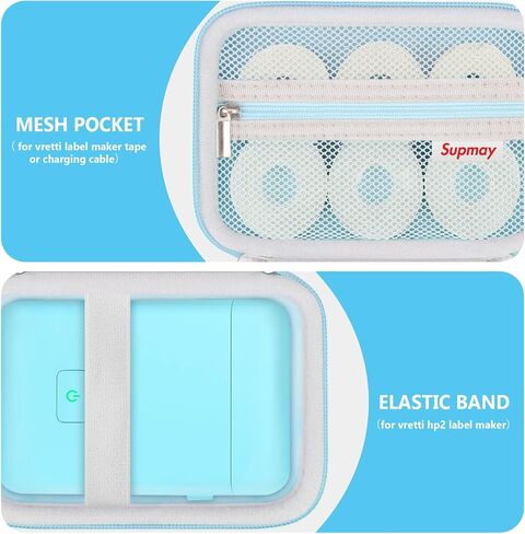 حالة حمل صلبة لآلة صانع الملصقات VRETTI ، HP2 Portable Bluetooth Label Label Resorge Bage مع حقيبة سفر مع جيب الشبكة للأشرطة ، كابل الشحن ، الأرجواني in Saudi Arabia