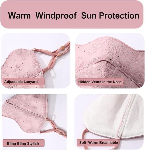 2Pcs Winter Face Mask, Warm Windproof Face Cover, Balaclava Sun Protection Wind Protection for Winter Outdoor Sports Breathable, Reusable (Pink+Gray) in Saudi Arabia