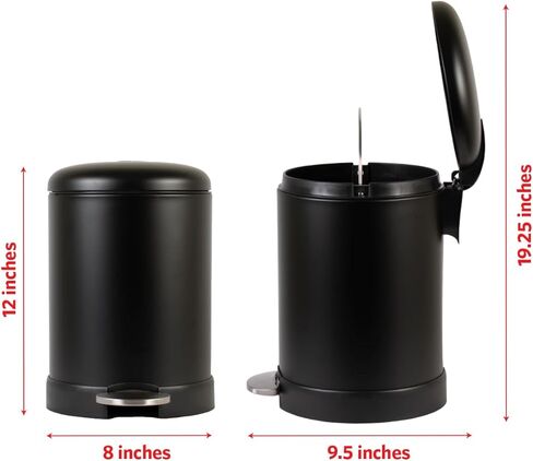 سلة مهملات صغيرة من جلاد، سعة 1.2 جالون، دائرية، مصنوعة من الستانلس ستيل، غطاء ناعم ودواسة قدم، وعاء داخلي قابل للازالة in Kuwait