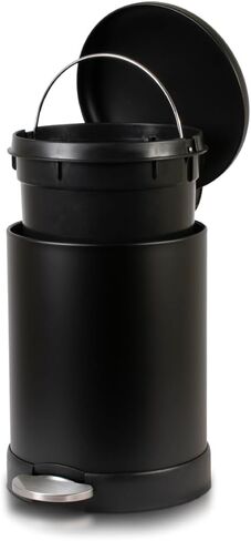 سلة مهملات صغيرة من جلاد، سعة 1.2 جالون، دائرية، مصنوعة من الستانلس ستيل، غطاء ناعم ودواسة قدم، وعاء داخلي قابل للازالة in Kuwait