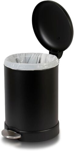 سلة مهملات صغيرة من جلاد، سعة 1.2 جالون، دائرية، مصنوعة من الستانلس ستيل، غطاء ناعم ودواسة قدم، وعاء داخلي قابل للازالة in Kuwait