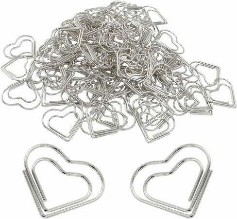 100Pcs Silver Heart Shaped Paper Clips, Mini Lovely Paperclips Decorative Metal Paper Clamps, Cute Paper Clip for Office School Home Bookmarks in Kuwait