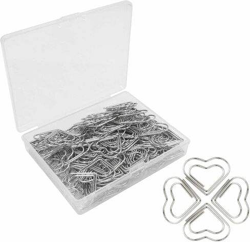 100Pcs Silver Heart Shaped Paper Clips, Mini Lovely Paperclips Decorative Metal Paper Clamps, Cute Paper Clip for Office School Home Bookmarks in Kuwait