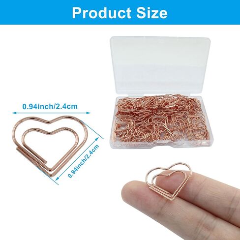 100Pcs Silver Heart Shaped Paper Clips, Mini Lovely Paperclips Decorative Metal Paper Clamps, Cute Paper Clip for Office School Home Bookmarks in Kuwait