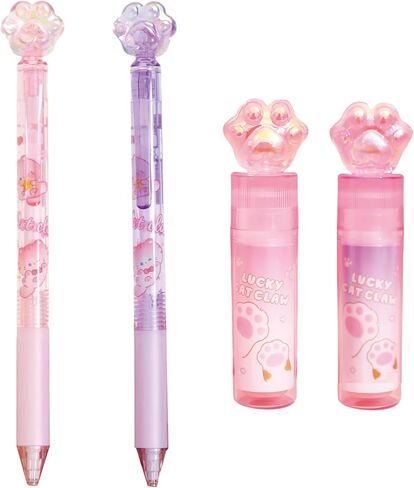 4 Pcs Mechanical Pencils and Erasers, 0.5mm Cute Mechanical Pencil Kawaii Cartoon Pencils School Pencil for Kids Students Girls Women (2Pcs Pencil + 2Pcs Eraser) in Saudi Arabia