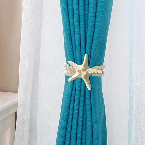 4 Pcs Natural Starfish Curtain Tiebacks Rope Drape Tie Band Drapery Holdbacks Room Décor in Kuwait