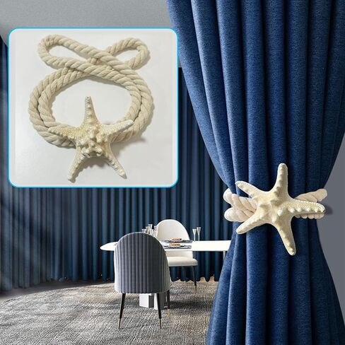 4 Pcs Natural Starfish Curtain Tiebacks Rope Drape Tie Band Drapery Holdbacks Room Décor in Kuwait