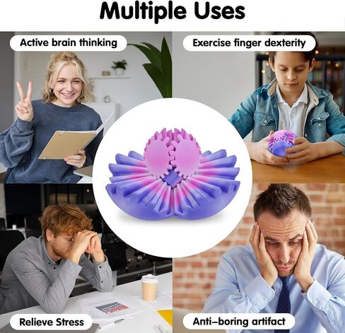 Gear Ball 3D Printed Fidget Toys for Adults Kids,Stress Relief Gear Sphere Spin Cube Gearsphere Anxiety Relieving Desk Toy,Gifts for Easter Birthday (Rainbow, 3.1 Inch) in Kuwait