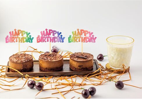 24pcs Happy Birthday Cupcake Toppers, Happy Birthday Cake Decorations for Birthday for Celebrating Happy Birthday Party (Rainbow) in Kuwait