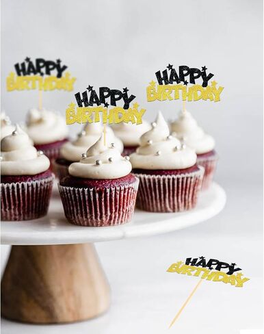 24pcs Happy Birthday Cupcake Toppers, Happy Birthday Cake Decorations for Birthday for Celebrating Happy Birthday Party (Rainbow) in Kuwait