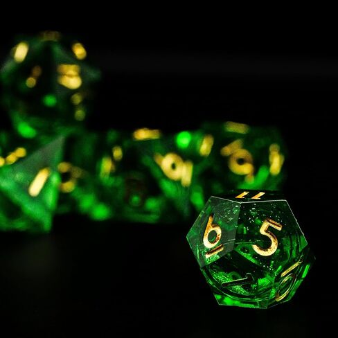 Liquid Core DND Dice, A Full Set of Liquid D&D Die with Velvet Bag for Dungeons and Dragon Game (Emerald Liquid) in Saudi Arabia