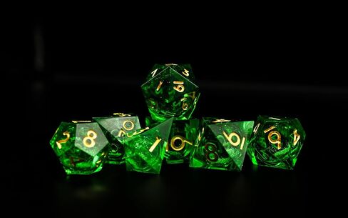 Liquid Core DND Dice, A Full Set of Liquid D&D Die with Velvet Bag for Dungeons and Dragon Game (Emerald Liquid) in Saudi Arabia