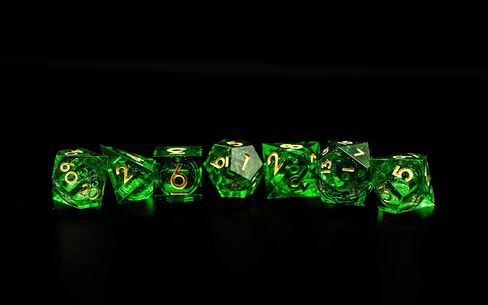 Liquid Core DND Dice, A Full Set of Liquid D&D Die with Velvet Bag for Dungeons and Dragon Game (Emerald Liquid) in Saudi Arabia