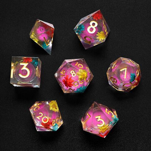 Liquid Core DND Dice, A Full Set of Liquid D&D Die with Velvet Bag for Dungeons and Dragon Game (Emerald Liquid) in Saudi Arabia