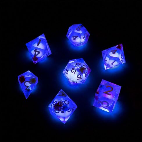 Liquid Core DND Dice, A Full Set of Liquid D&D Die with Velvet Bag for Dungeons and Dragon Game (Emerald Liquid) in Saudi Arabia