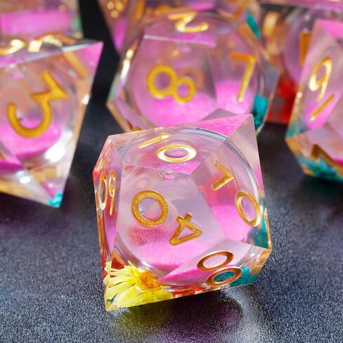 Liquid Core DND Dice, A Full Set of Liquid D&D Die with Velvet Bag for Dungeons and Dragon Game (Emerald Liquid) in Saudi Arabia