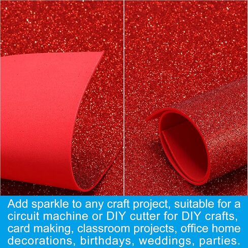 PATIKIL Red Shiny EVA Glitter Foam Sheet 11.8 x 7.9 Inch 2mm Thick Sparkle EVA Glitter Felt for Crafts DIY Project, 5 Pcs in Kuwait