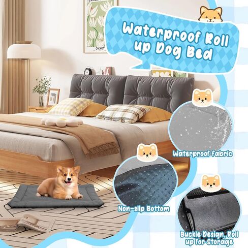 Outdoor Dog Bed, Foldable Waterproof Roll up Dog Bed, Portable Camping Travel Dogs Beds, Non-Slip, Machine Washable Outdoor Pet Beds for Small, Medium and Large Dogs and Cat (Grey) in Saudi Arabia