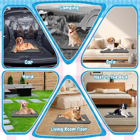 Outdoor Dog Bed, Foldable Waterproof Roll up Dog Bed, Portable Camping Travel Dogs Beds, Non-Slip, Machine Washable Outdoor Pet Beds for Small, Medium and Large Dogs and Cat (Grey) in Saudi Arabia