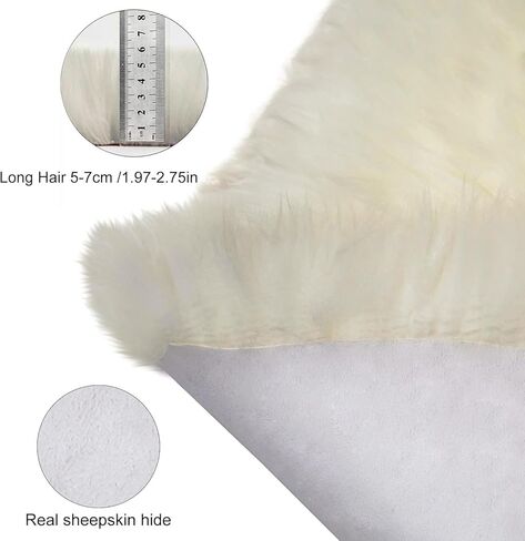 MH MYLUNE HOME Genuine Sheepskin Rug, New Zealand Natural Sheepskin Throw,Luxury Fluffy Sheepskin Seat/Chair Cover， Real Shearling Rug Soft, Lambskin Animal Fur Rug for Bedroom/Living Room in Kuwait