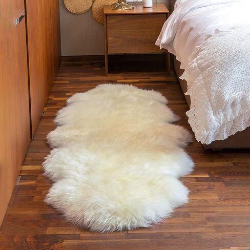 MH MYLUNE HOME Genuine Sheepskin Rug, New Zealand Natural Sheepskin Throw,Luxury Fluffy Sheepskin Seat/Chair Cover， Real Shearling Rug Soft, Lambskin Animal Fur Rug for Bedroom/Living Room in Kuwait