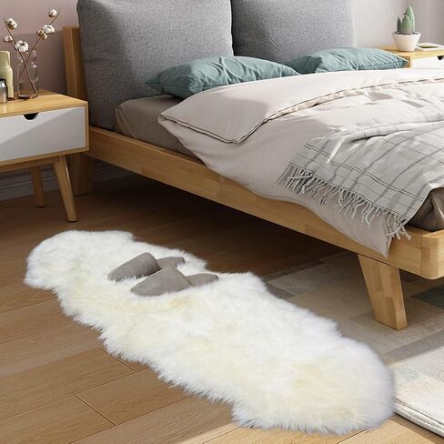 MH MYLUNE HOME Genuine Sheepskin Rug, New Zealand Natural Sheepskin Throw,Luxury Fluffy Sheepskin Seat/Chair Cover， Real Shearling Rug Soft, Lambskin Animal Fur Rug for Bedroom/Living Room in Kuwait