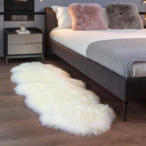 MH MYLUNE HOME Genuine Sheepskin Rug, New Zealand Natural Sheepskin Throw,Luxury Fluffy Sheepskin Seat/Chair Cover， Real Shearling Rug Soft, Lambskin Animal Fur Rug for Bedroom/Living Room in Kuwait