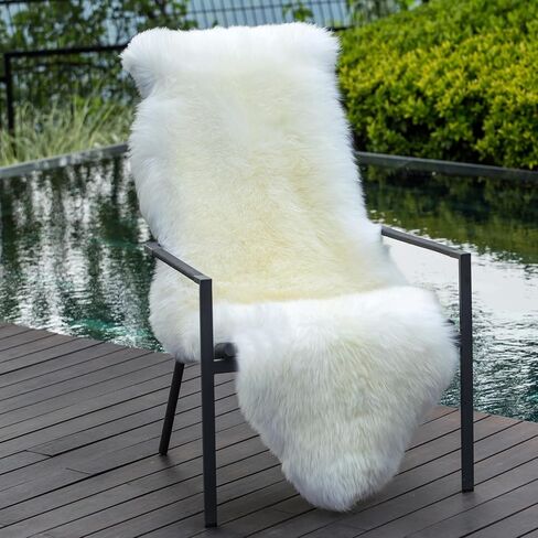 MH MYLUNE HOME Genuine Sheepskin Rug, New Zealand Natural Sheepskin Throw,Luxury Fluffy Sheepskin Seat/Chair Cover， Real Shearling Rug Soft, Lambskin Animal Fur Rug for Bedroom/Living Room in Kuwait