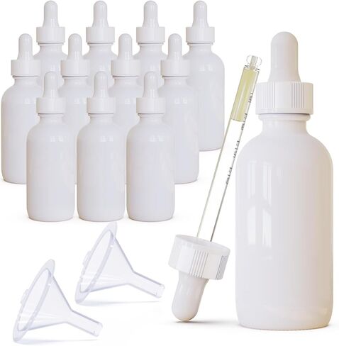 60ml Black Coated Glass Bottle with Glass Eye Dropper, 2 oz Capacity,UV Safe Bottles for Essential Oils and Aromatherapy (Pack of 12) in Kuwait