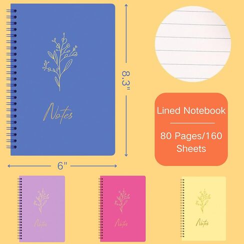 Litacimi 4 Pack Spiral Notebook Journal For Women Notebooks For Work School A5 Journal 160 Pages/ 80 Sheets Bible Study Supplies in Saudi Arabia