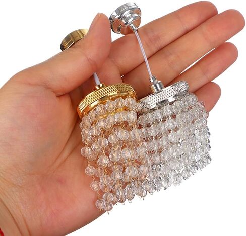 LUOZZY Dollhouse Lights Battery Operated Crystal Miniature Chandelier Led Lighting 1 12 Scale (Silver) in Saudi Arabia