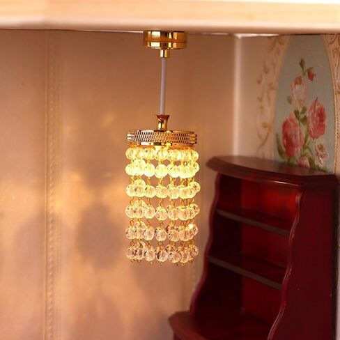 LUOZZY Dollhouse Lights Battery Operated Crystal Miniature Chandelier Led Lighting 1 12 Scale (Silver) in Saudi Arabia