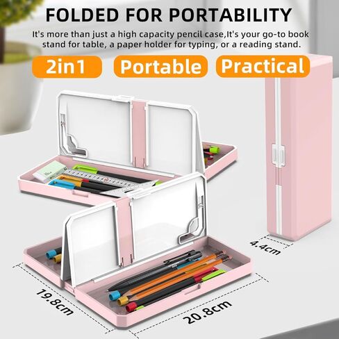 AICase Multifunction Capacity Pencil Case with Book Stand for Reading Adjustable Book Holder Stationery Pen Bag Pouch School Supplies for Kids Teen Girls,Graduation/Birthday/Back to School Gifts_2 in Kuwait