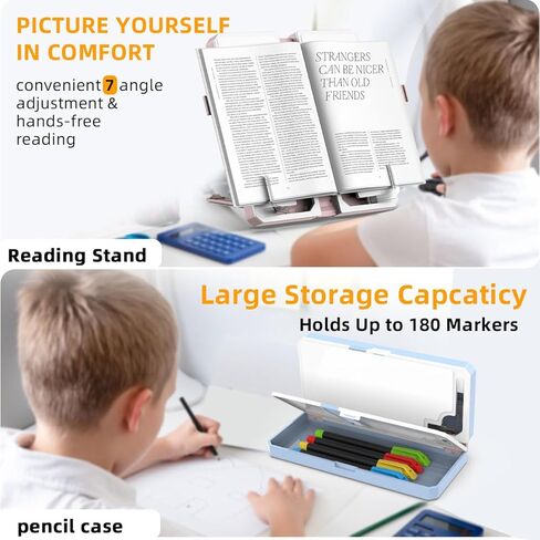 AICase Multifunction Capacity Pencil Case with Book Stand for Reading Adjustable Book Holder Stationery Pen Bag Pouch School Supplies for Kids Teen Girls,Graduation/Birthday/Back to School Gifts_2 in Kuwait