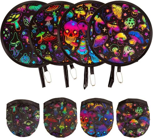 4 Pcs Foldable Hand Fan, 4 Styles Compact Cooling Fans, Handheld Colorful Floral Round Fans for Travel, Events, Indoor & Outdoor in Kuwait