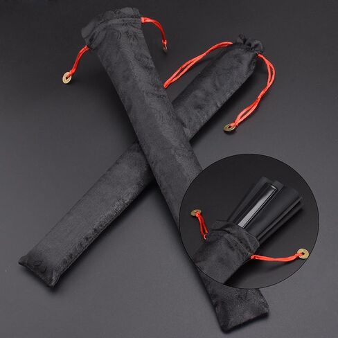 2 Pack Large Folding Hand Fan,Black Chinese Kung Fu Tai Chi Fan Nylon-Cloth Fans for Men and Women Performance,Dance,Decorations,Festival,Gift (Black) in Kuwait