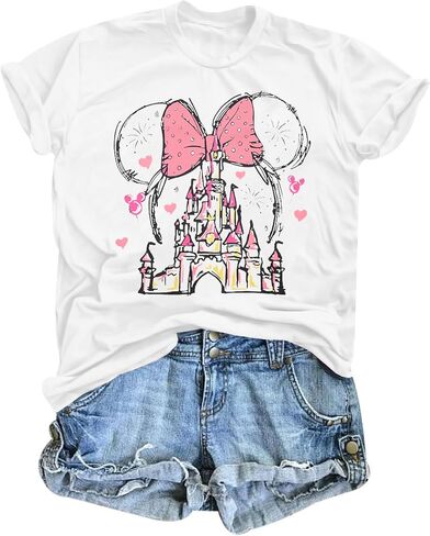 Women Magic Kingdom Shirt Castle Graphic Shirts Casual Family Vacation Holiday T Shirt Cute Short Sleeve Tee Top in Saudi Arabia