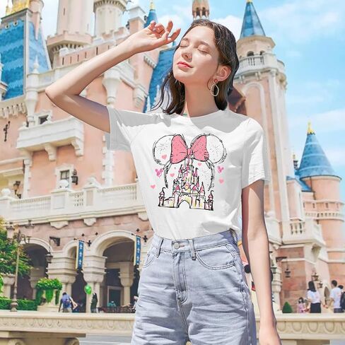 Women Magic Kingdom Shirt Castle Graphic Shirts Casual Family Vacation Holiday T Shirt Cute Short Sleeve Tee Top in Saudi Arabia