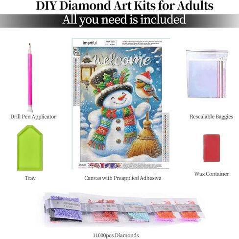 Full Drill Round Winter Diamond Art Kits for Adults-DIY 5D Diamond Painting Kits for Beginners- Snowman Diamond Gem Paint by Numbers Kit for Home Decor Gifts for Friends in Saudi Arabia