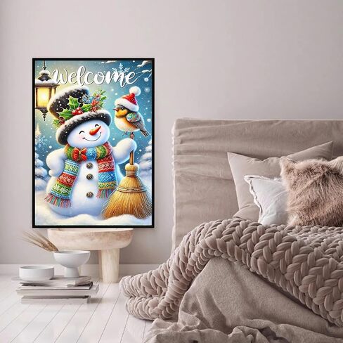 Full Drill Round Winter Diamond Art Kits for Adults-DIY 5D Diamond Painting Kits for Beginners- Snowman Diamond Gem Paint by Numbers Kit for Home Decor Gifts for Friends in Saudi Arabia