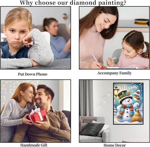 Full Drill Round Winter Diamond Art Kits for Adults-DIY 5D Diamond Painting Kits for Beginners- Snowman Diamond Gem Paint by Numbers Kit for Home Decor Gifts for Friends in Saudi Arabia