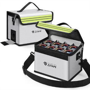 Lipo Safe Bag, Fireproof, Explosion-Proof Battery Bag, Large Storage Space, Lipo Storage Box, Fireproof Safe, Protective, Adjustable Battery (Black, Green)