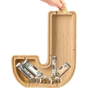 Bemaystar 9 "بنك الخنزير للأطفال: خطاب Piggy Bank for Boys Girls Toddler ، Kids Letters Coin Bank للحصول على هدايا عيد ميلاد عيد الميلاد (J)